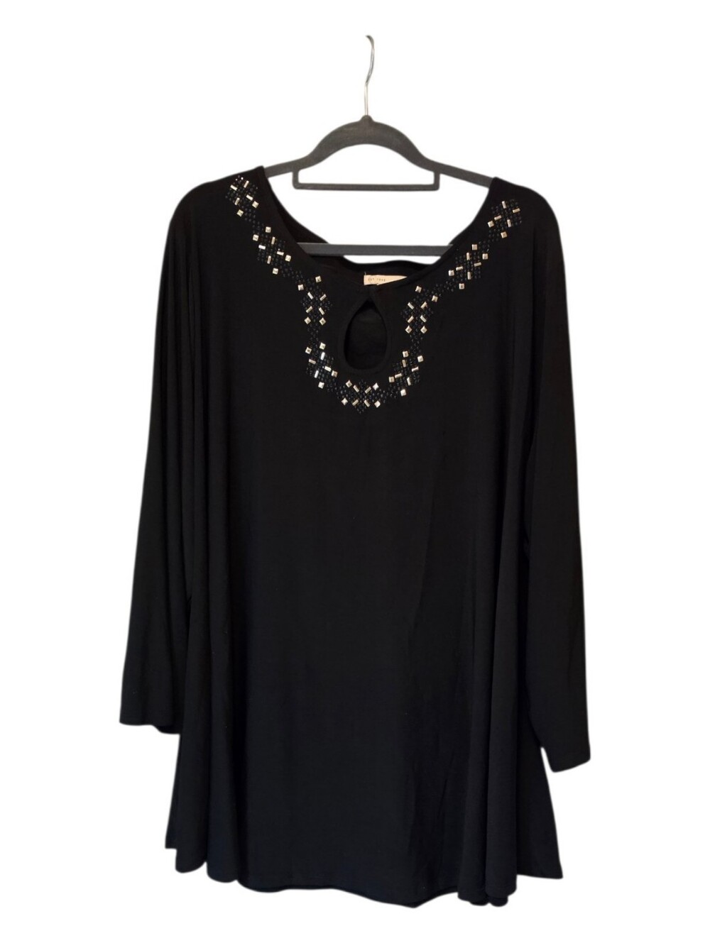 Gorgeous Black Embellished Keyhole Women's Top Size 22/24W
